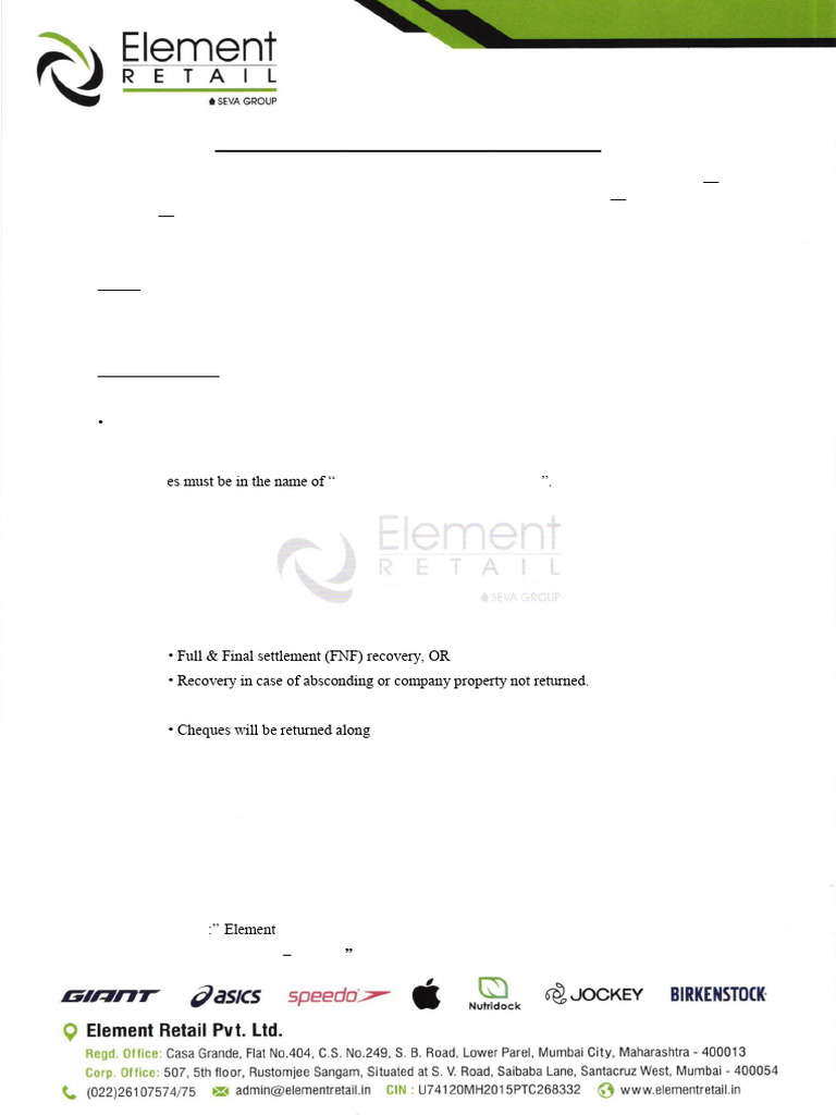 ERPL_Onboarding & Cheque Guidelines | PDF | Cheque