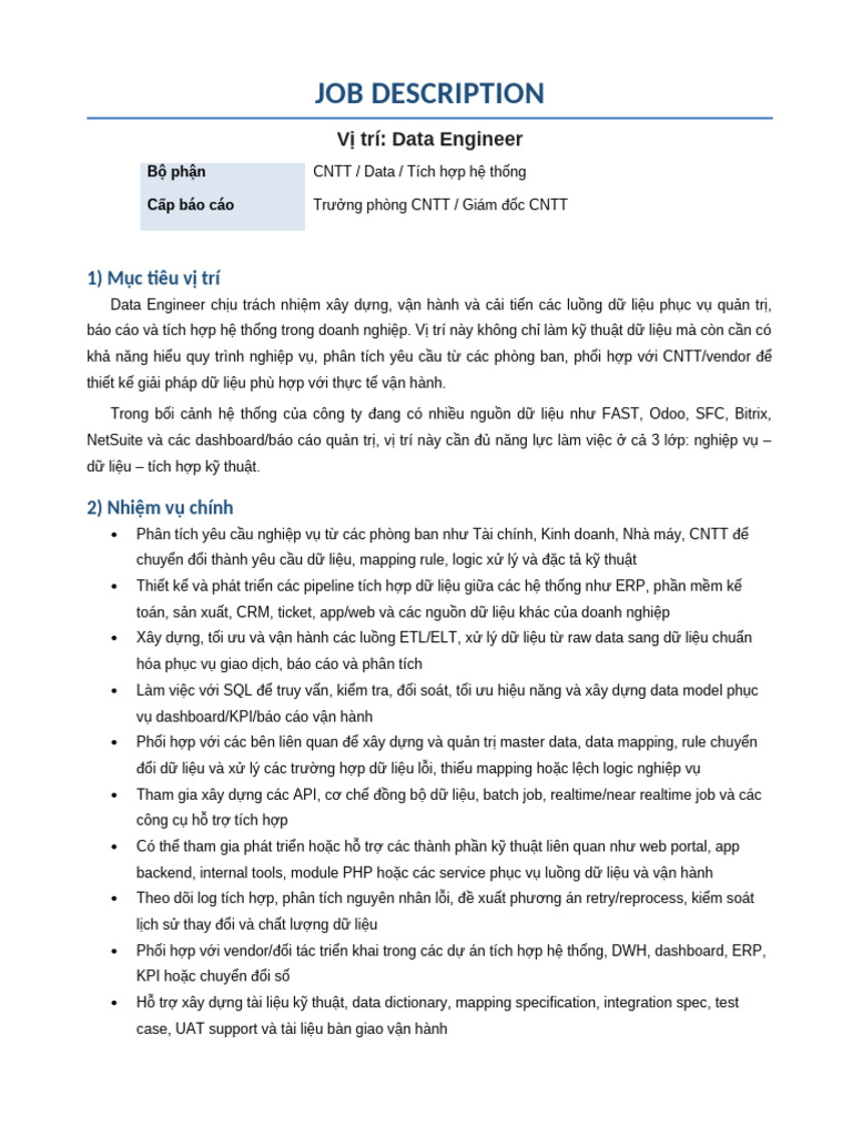 JD Data Engineer | PDF