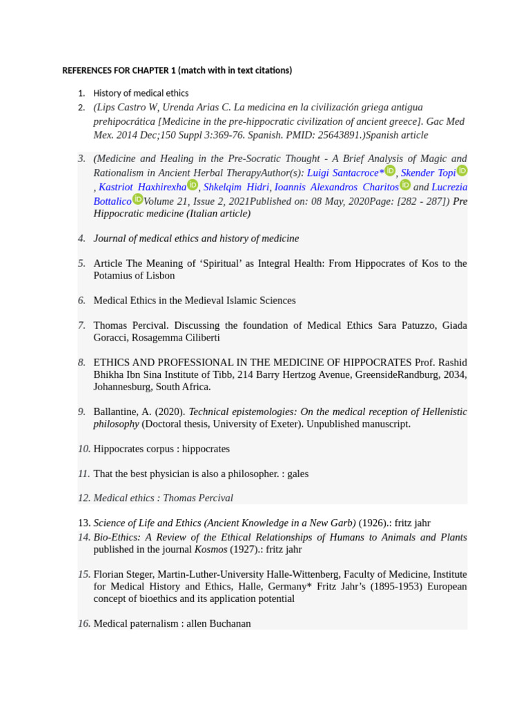 References for Chapter 1 | PDF | Bioethics | Medicine