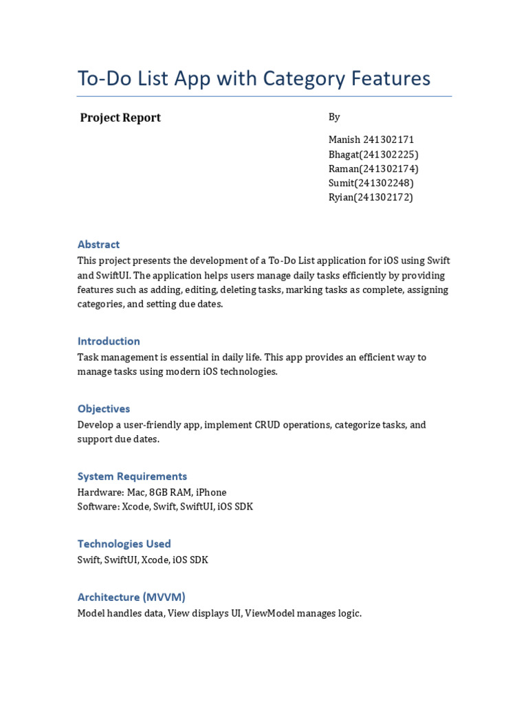 Ios Project Report | PDF