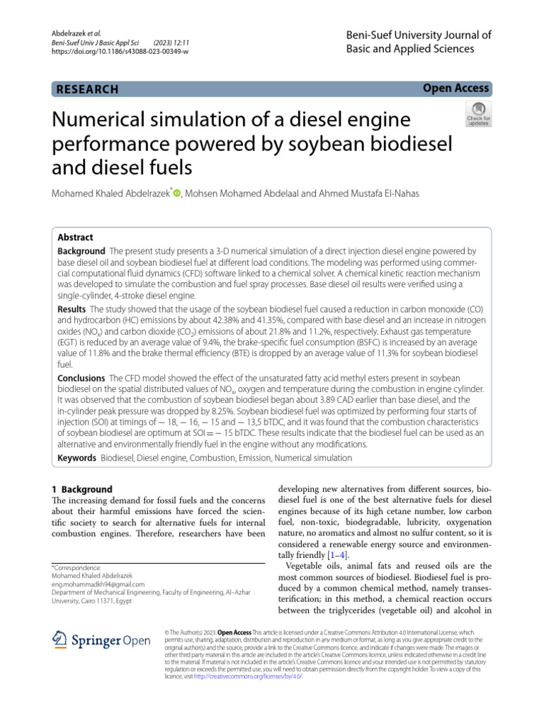 s43088-023-00349-w | PDF | Biodiesel | Diesel Engine