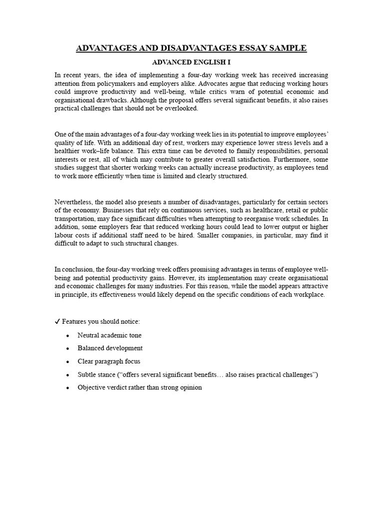 6. Advantages Disadvantages Essay Sample | PDF