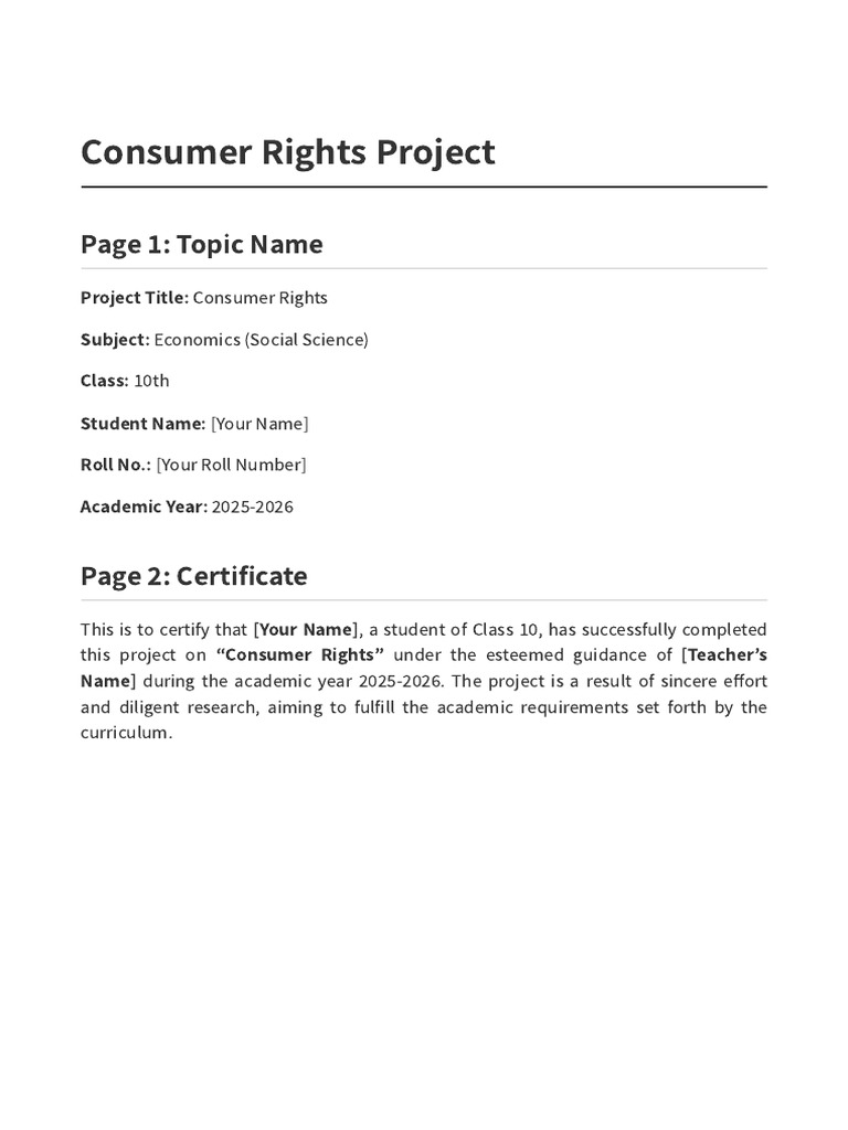Consumer Rights Project Class 10 | PDF | Consumer Protection | Economies