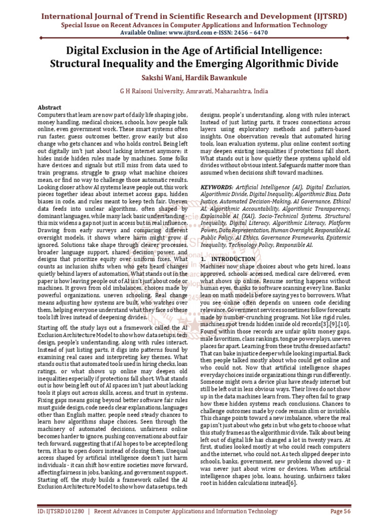 Digital Exclusion in the Age of Artificial Intelligence Structural ...