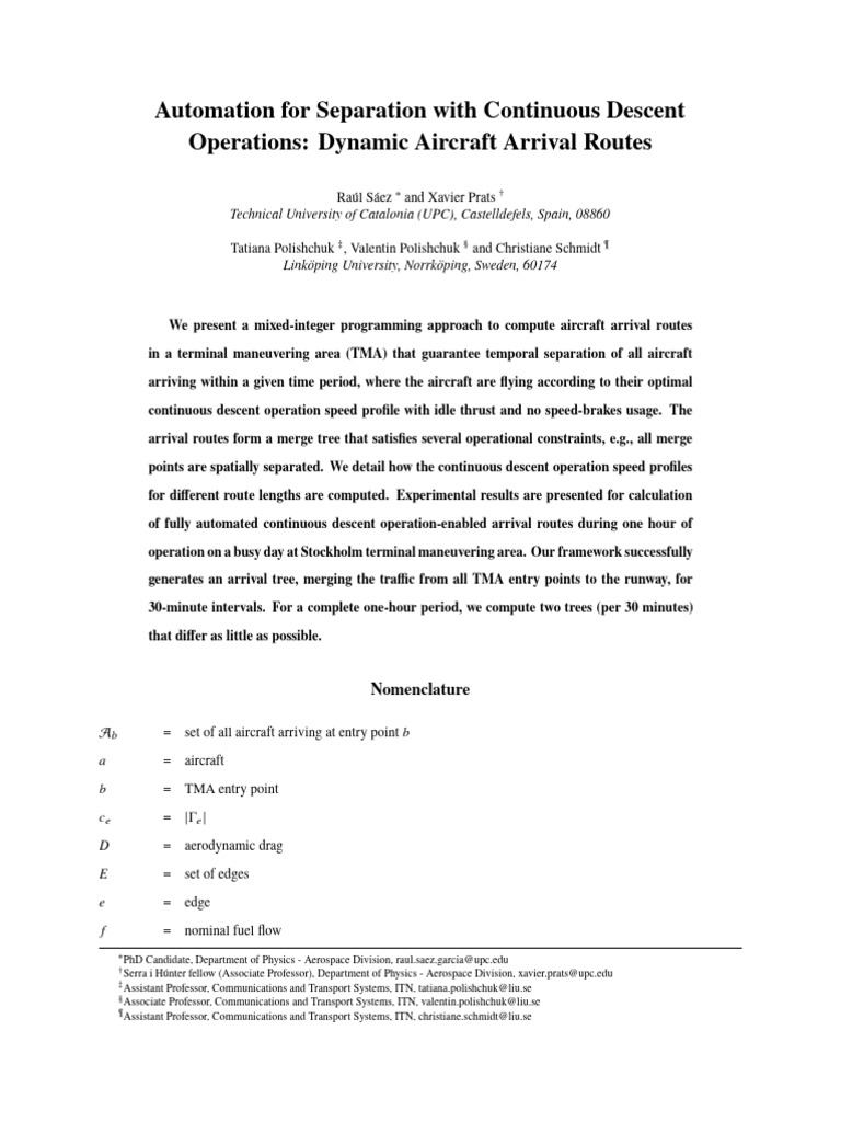 Automation for Separation with Continuous Descent Operations: Dynamic ...