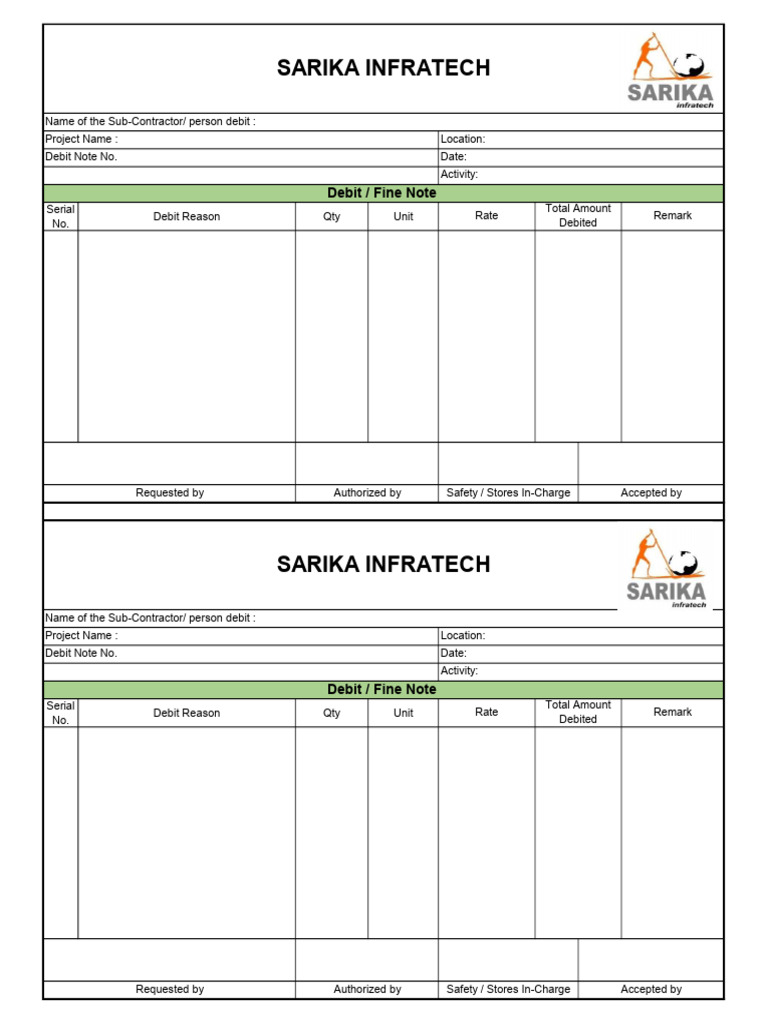 Debit Note Format | PDF