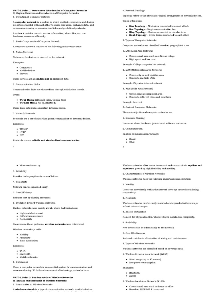 Advance Computer Network Notes Print (1) | PDF | Computer Network ...