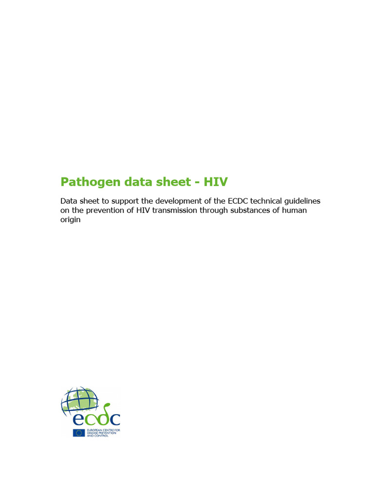 Hiv Substances Human Origin Pathogen Data Sheet | PDF | Hiv | Infection