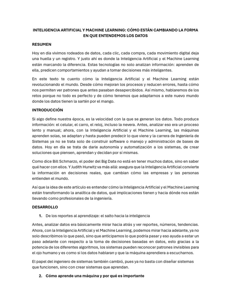 Inteligencia Artificial y Machine Learning - Cómo Están Cambiando La ...