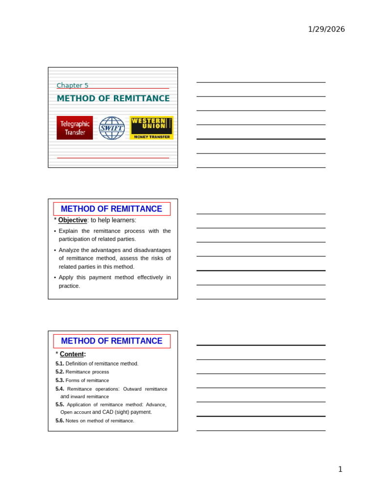 Chapter 5_Method of Remittance (1) | PDF | Letter Of Credit | Banks