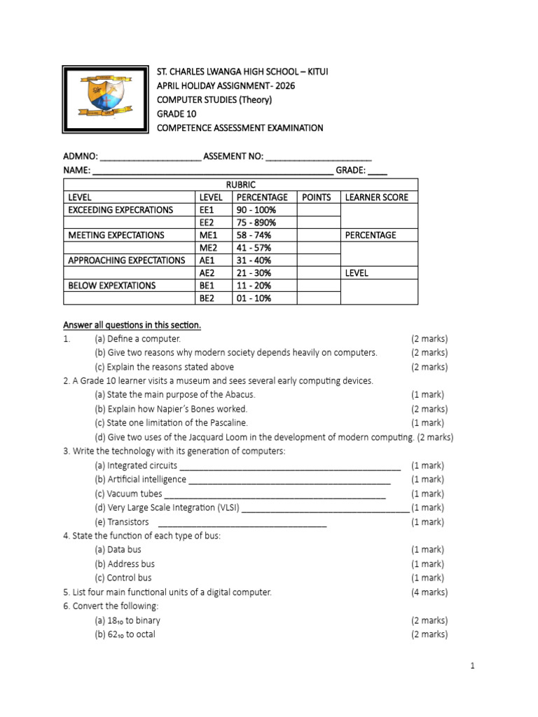 Grade 10 Computer Studies | PDF | Central Processing Unit | Computing