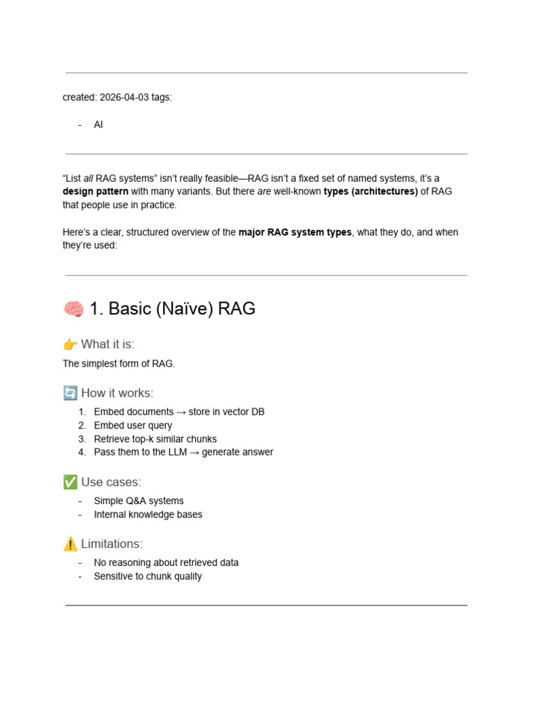 Types of RAG System - MD | PDF | Information Retrieval | Computing