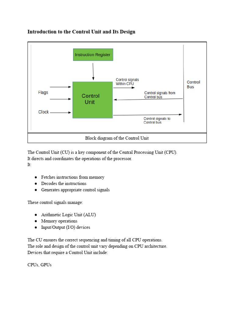 Introduction To The Control Unit and Its Design | PDF | Central ...