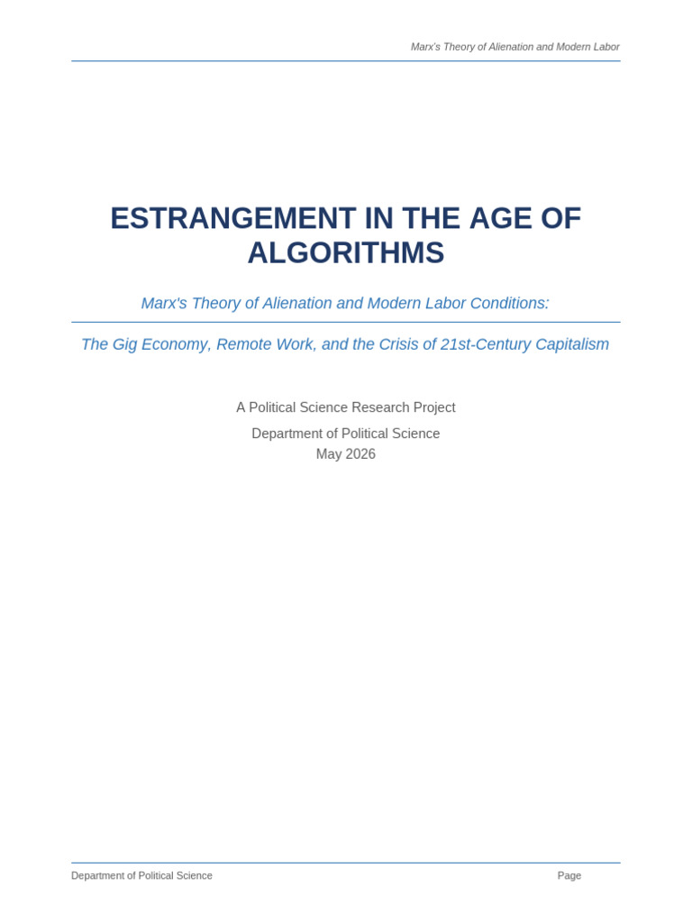 Marx Alienation Project | PDF | Marx's Theory Of Alienation | Capitalism