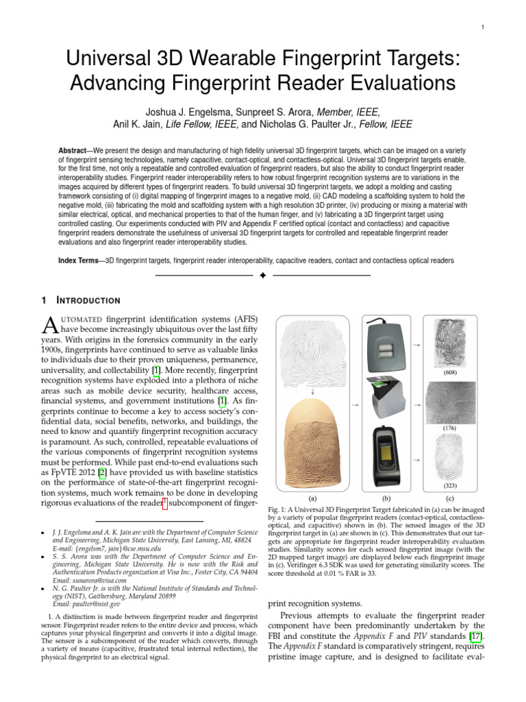 3D Finger Print Targets | PDF | Fingerprint | 3 D Printing