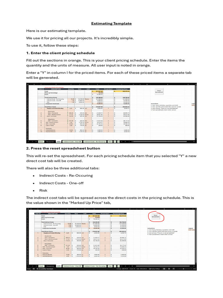 2.1 Estimating Template | PDF