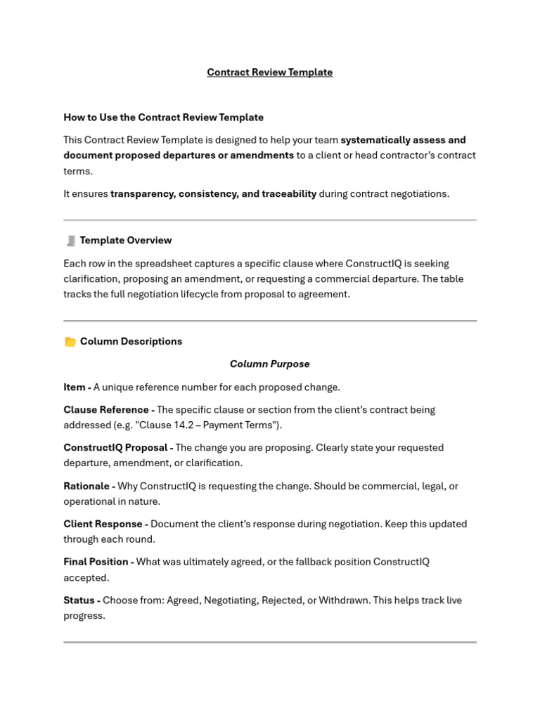 3.2 Contract Review Template | PDF
