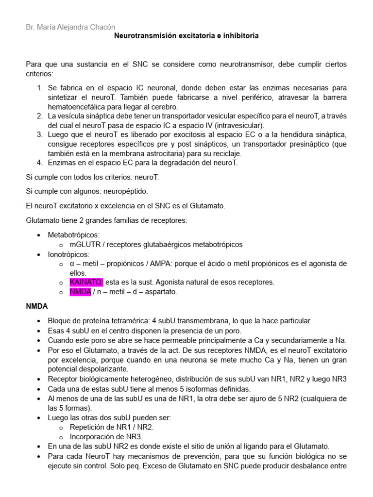 NeuroT y Fisiología Del Sueño | PDF | Receptor Nmda | Sinapsis