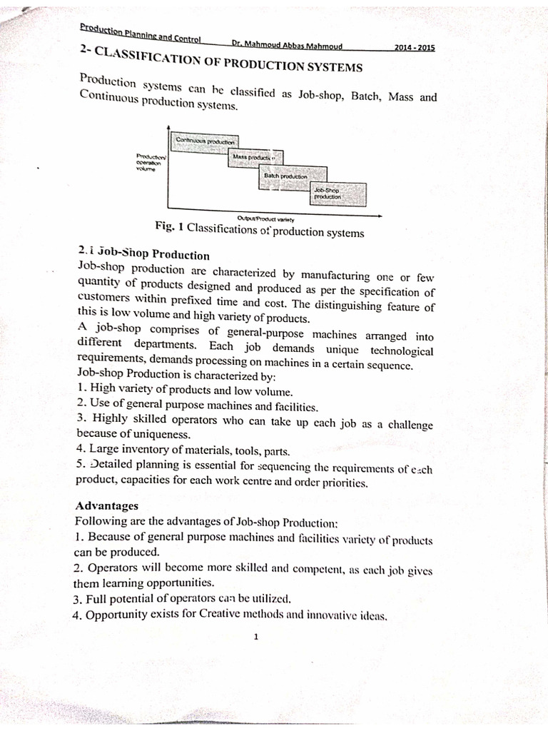 Classification of Production System | PDF