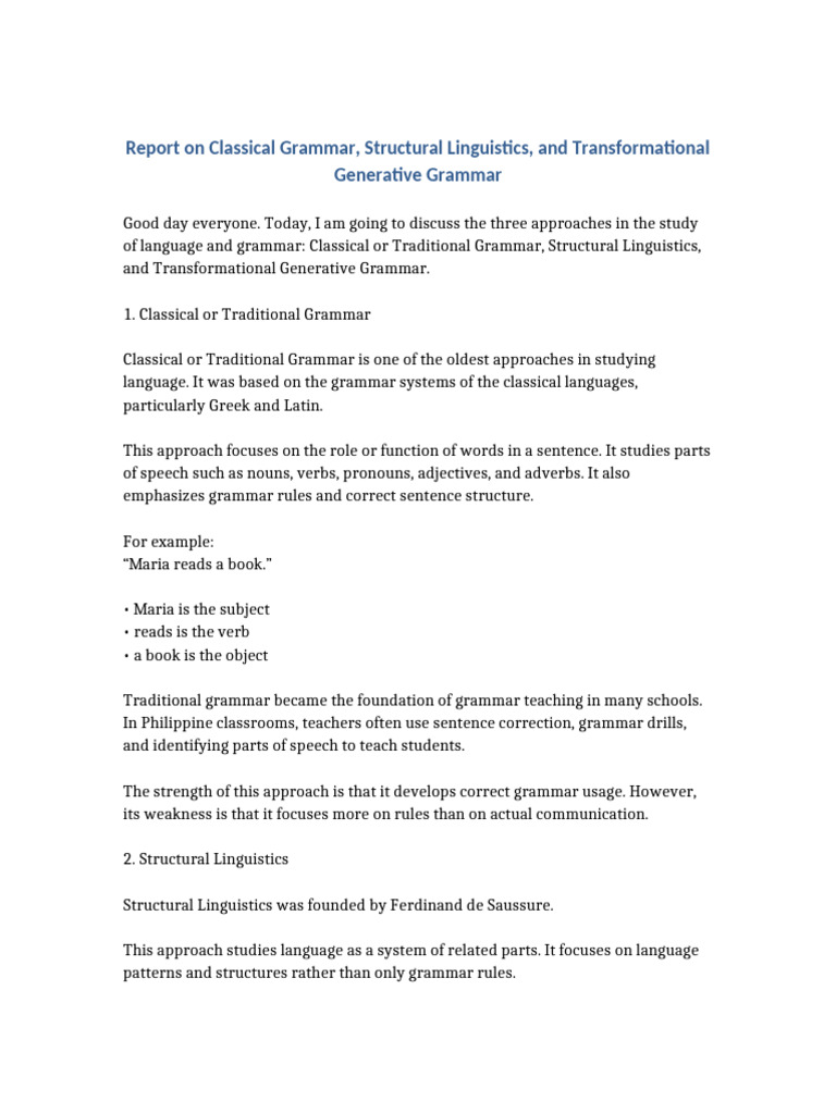 Grammar_Report | PDF | Linguistics | Grammar