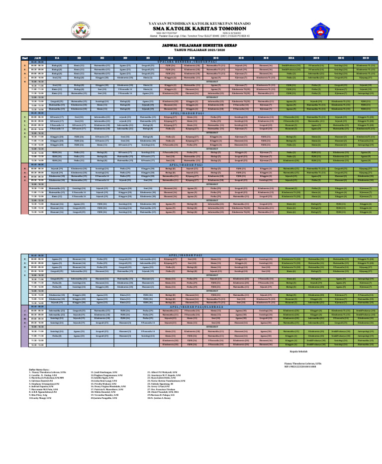 New Schedule Genap 2526 | PDF