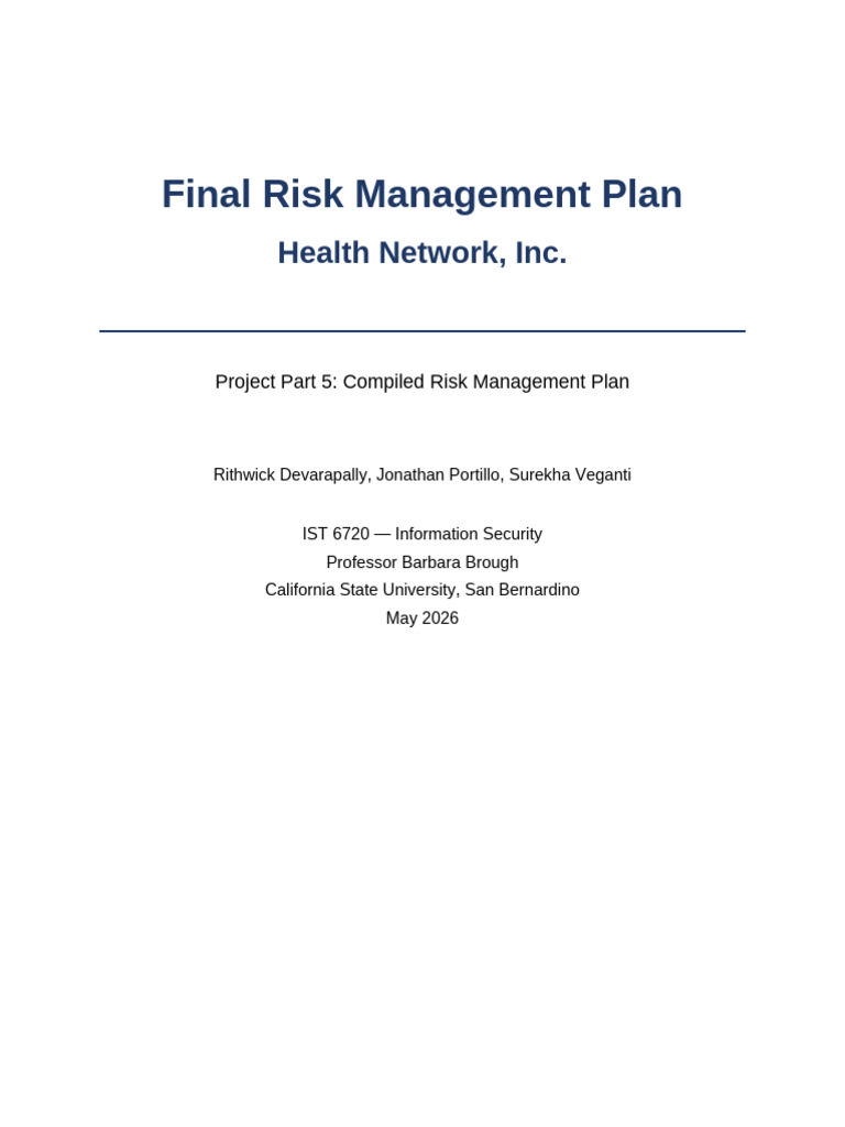 Final Risk Management Plan | PDF