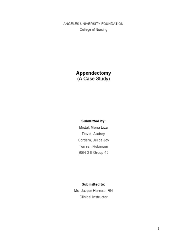 Appendectomy Case Study Analysis | PDF | Large Intestine ...