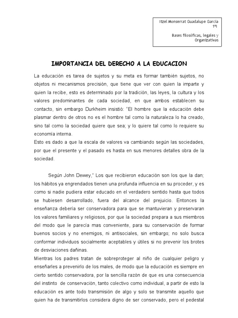 Derecho a la Educación y su Impacto Social | PDF | Sociedad | Teorías ...