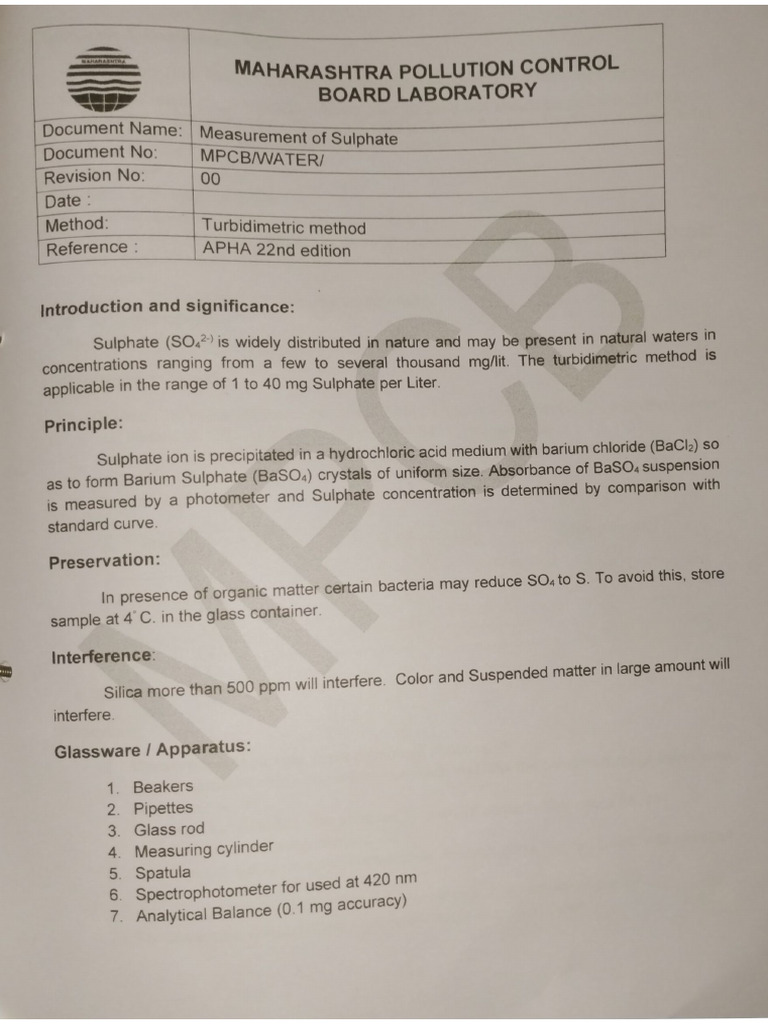 Sulphate | PDF