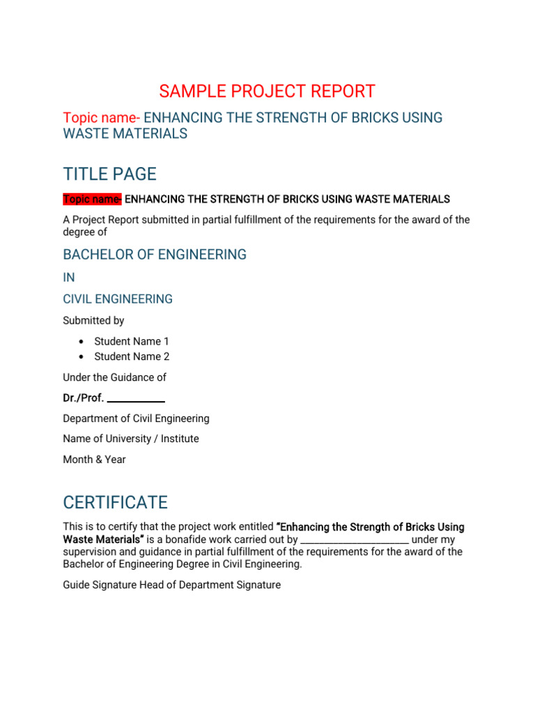Sample Civil Engineering Project Report | PDF | Brick | Building Materials