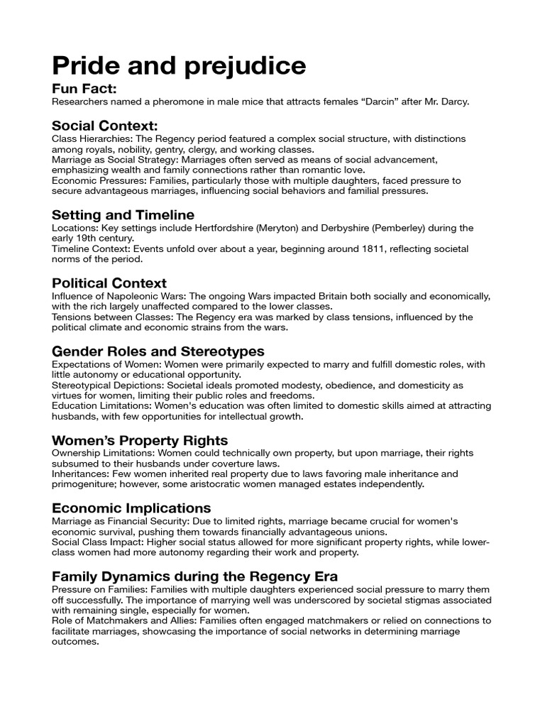 P&P Notes | PDF | Pride And Prejudice | Marriage