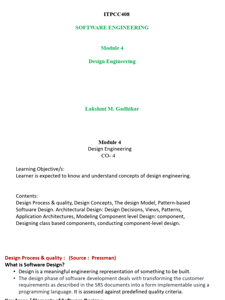 Module 4 - Design Engineering-1 | PDF | Software Architecture ...