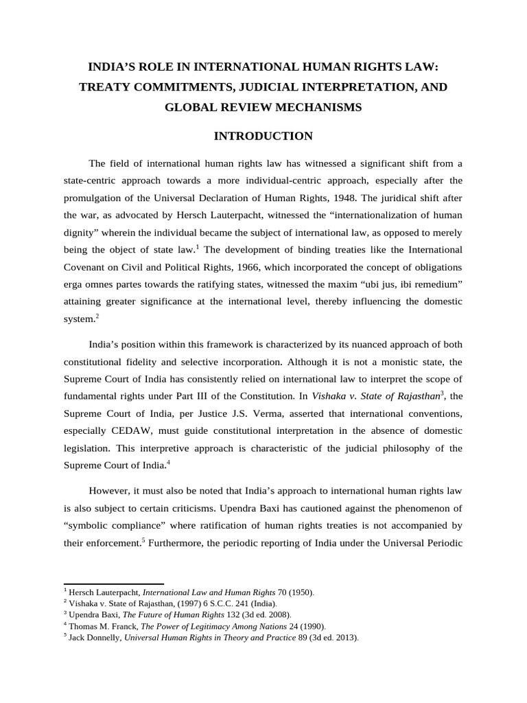 India’s Role in International Human Rights Law Treaty Commitments ...