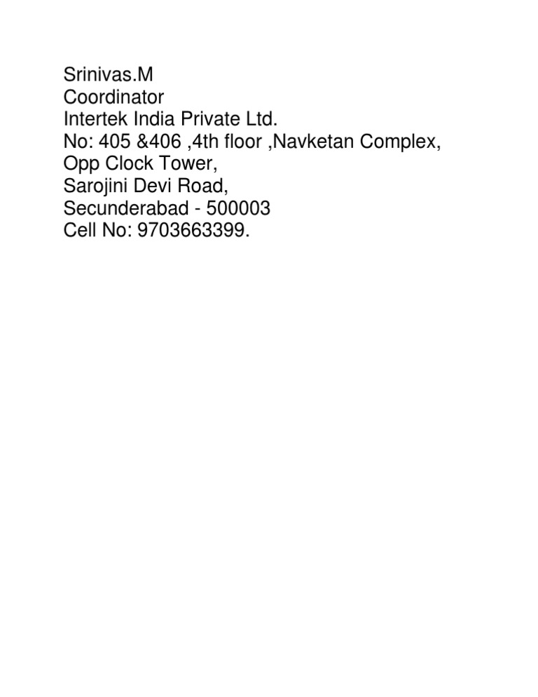 Intertek Address | PDF