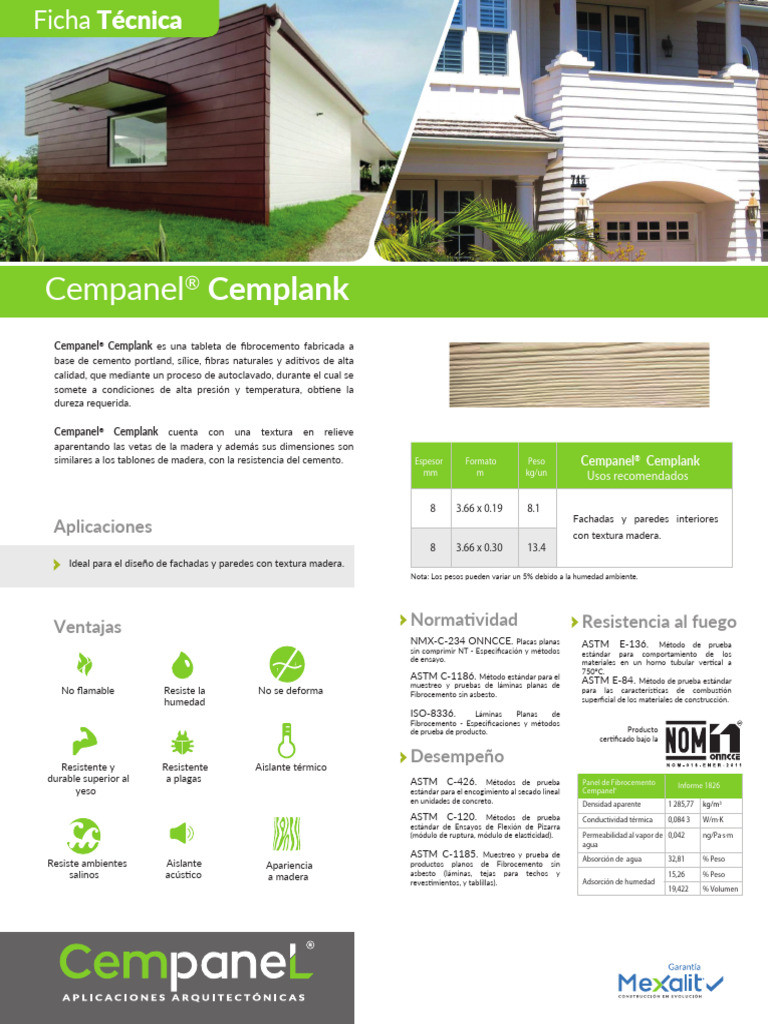 11-Ficha Técnica Cempanel Cemplank - Feb 2025 | PDF | Aislamiento ...