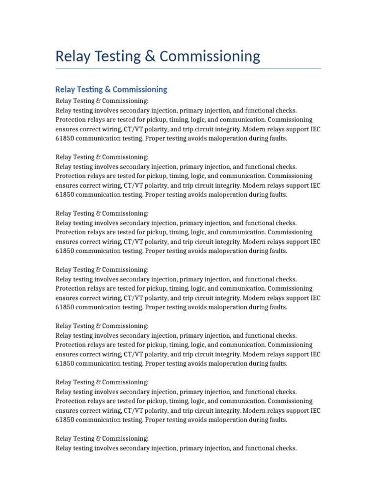 Relay_Testing_&_Commissioning | PDF | Relay | Electronics
