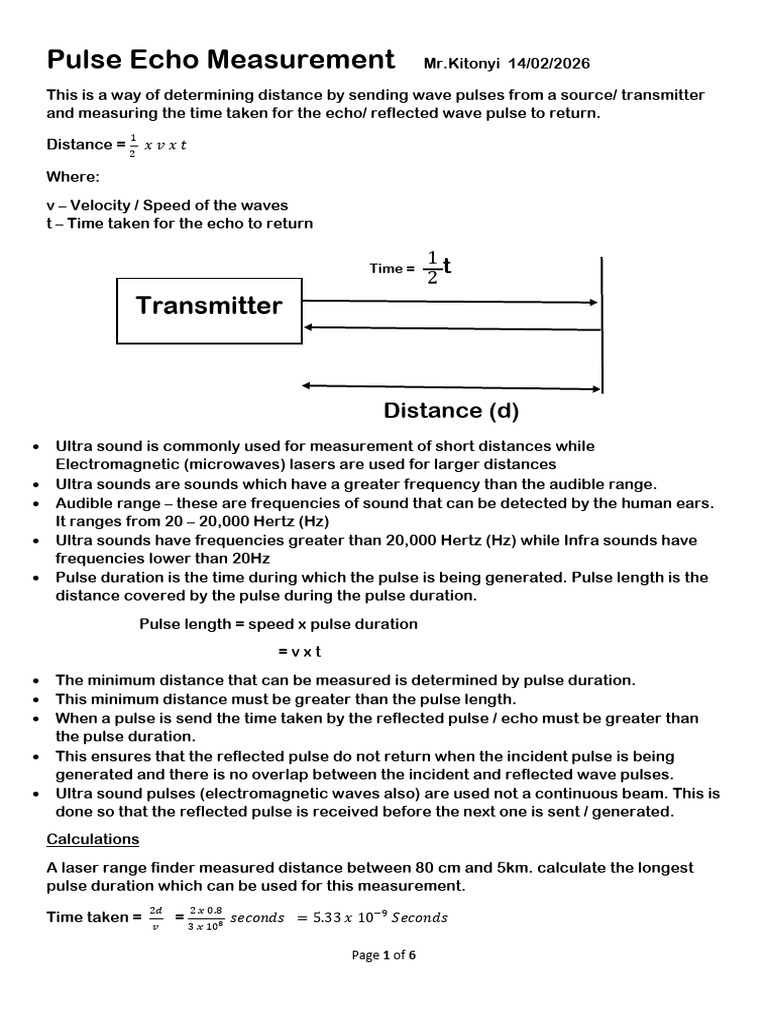 Pulse Echo Measurements, Debroglie Theorem and Electron Diffraction ...