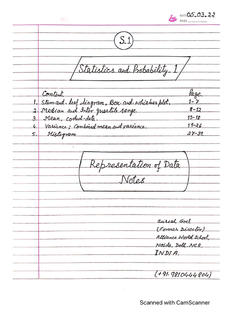 s1 Representation of Data Revised Notes | PDF