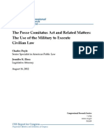 The Posse Comitatus Act and Related Matters the Use of the Military to Execute Civilian Law, August 16, 2012 R42659