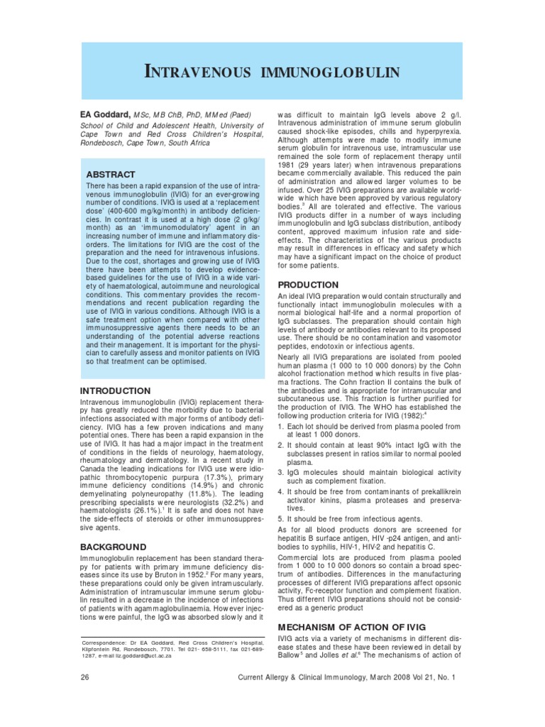 Intravenous Immunoglobulin | PDF | Immunodeficiency | Immunoglobulin G