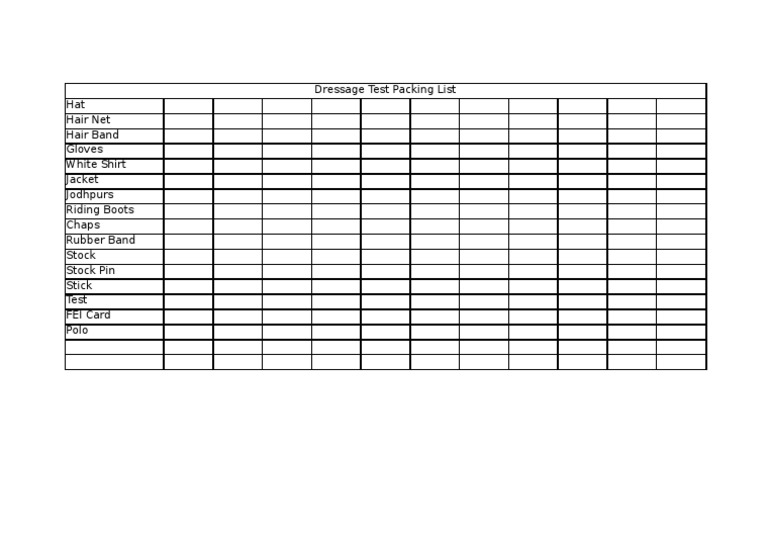 Essential Dressage Test Packing List | PDF