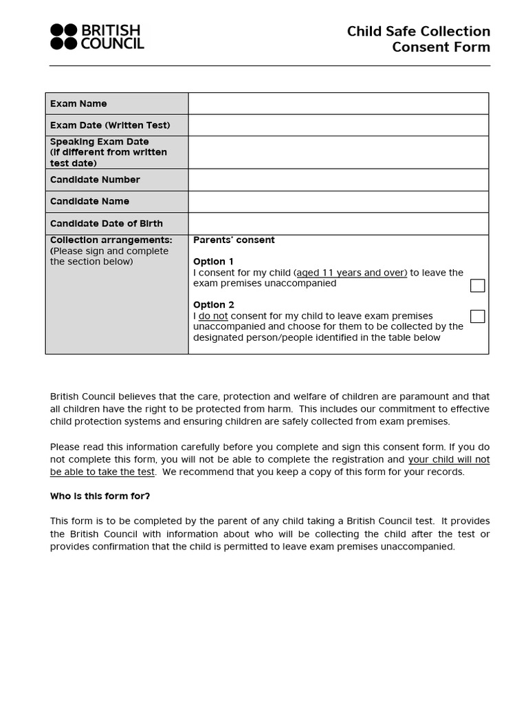Child Safe Collection Consent Form | PDF | Identity Document ...