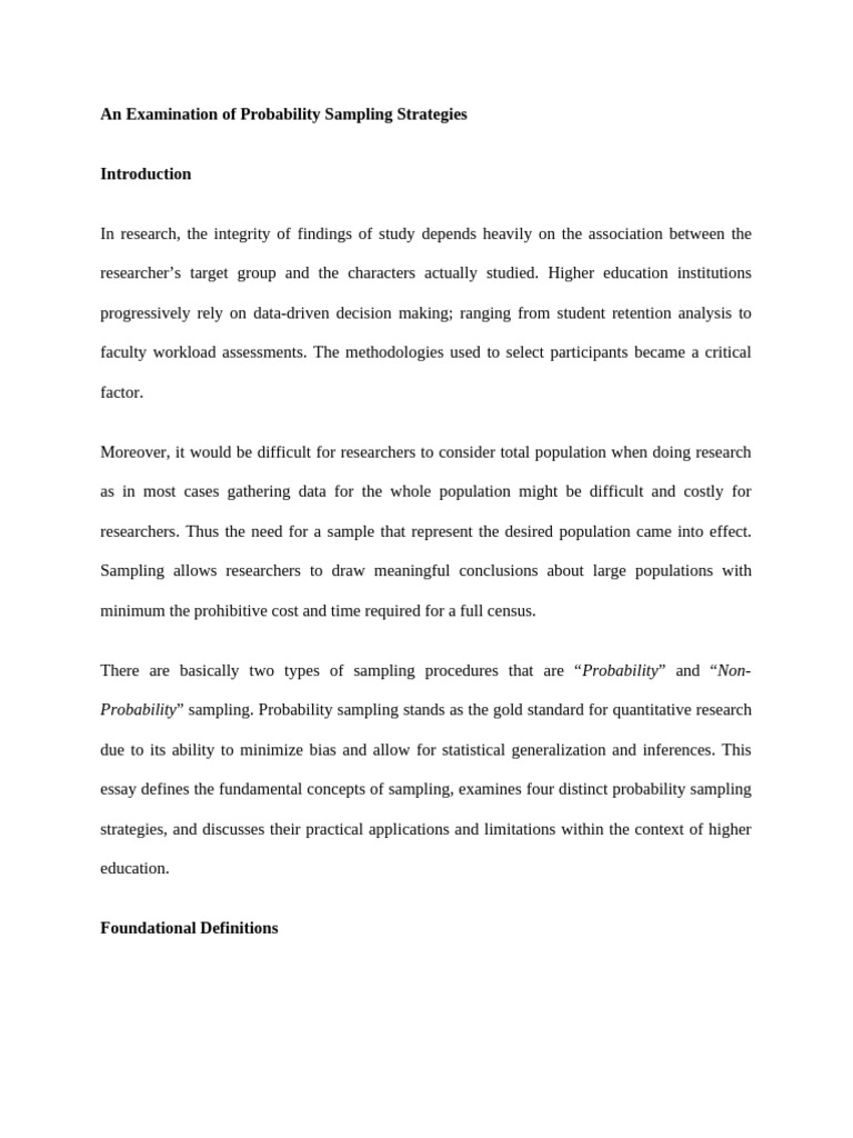 An Examination of Probability Sampling Strategies | PDF | Sampling ...