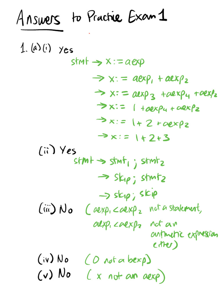 Practice Exam 1 Solutions | PDF