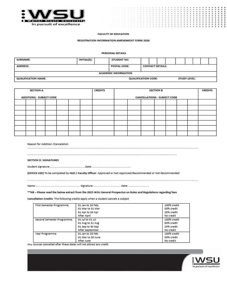 Fed - Amendment Form 2026 | PDF