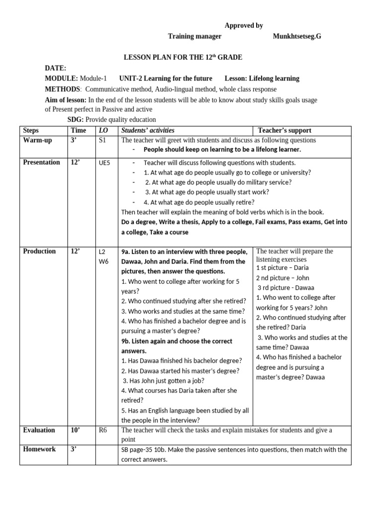Lesson Plan 3 | PDF | Lesson Plan | Teachers