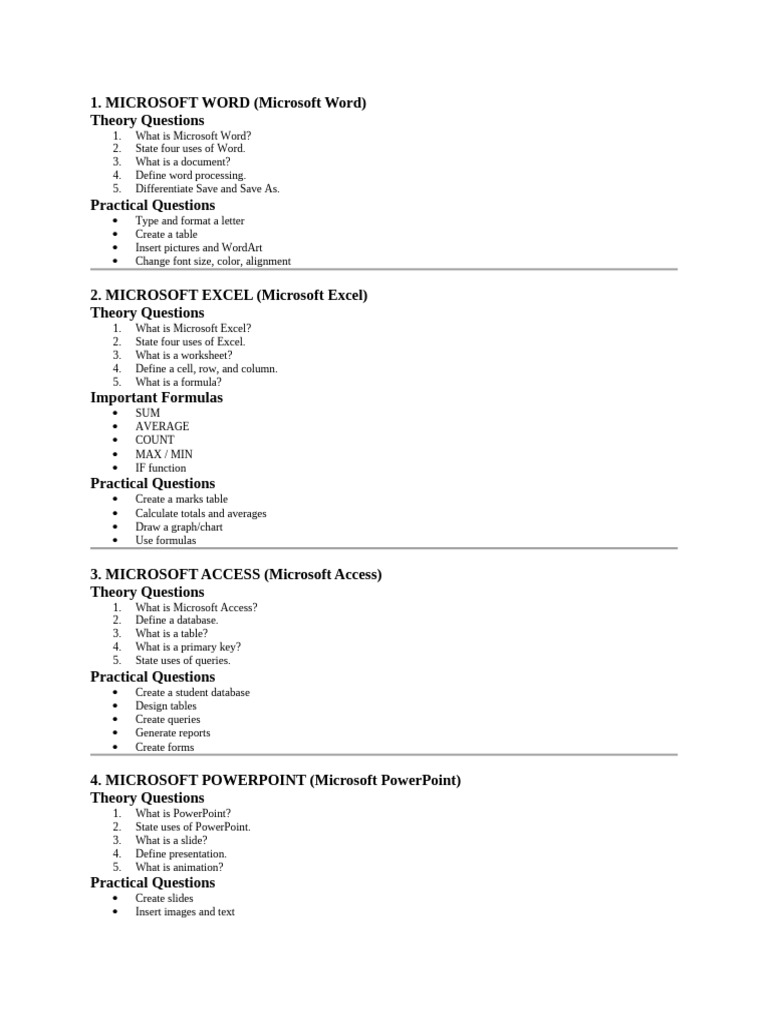 Computer Packages Questions and Answers | PDF | Microsoft Excel ...