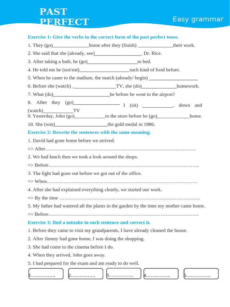 Past Perfect-worksheet 1 | PDF | Language Mechanics | Syntax