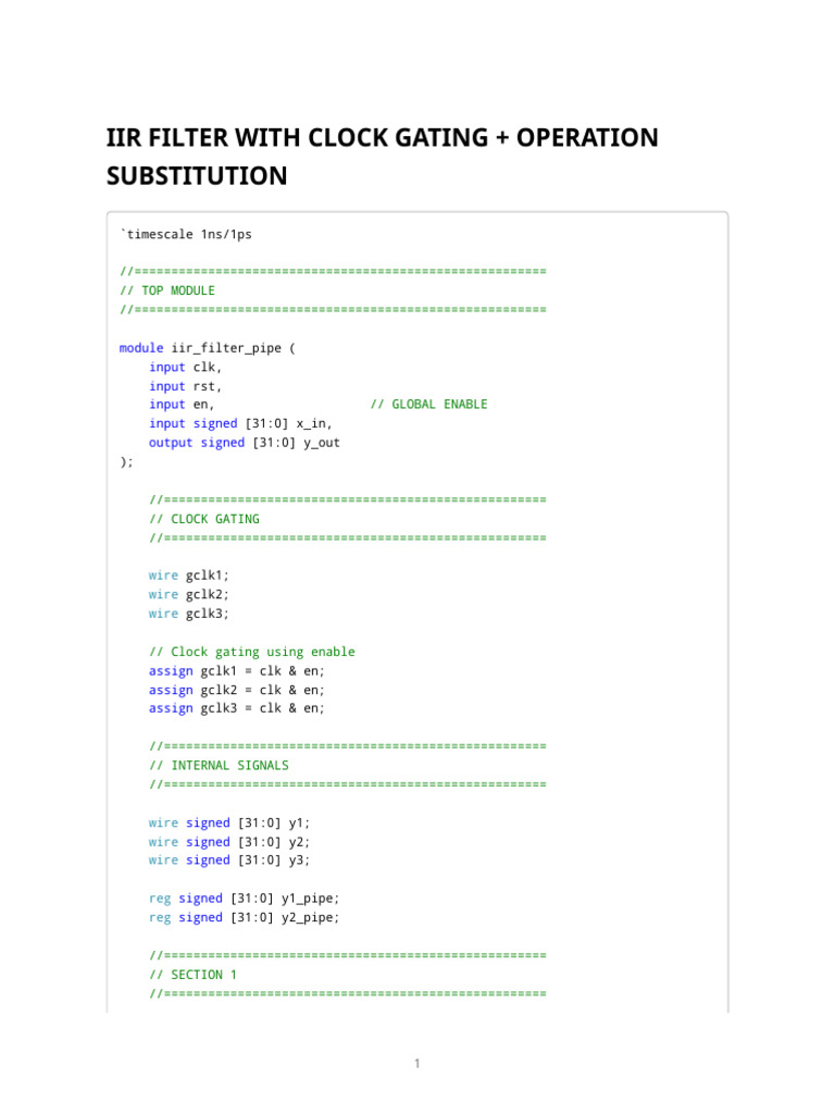 Iir Filter Pipe Clock Gating Operation Substitution | PDF | Computer ...