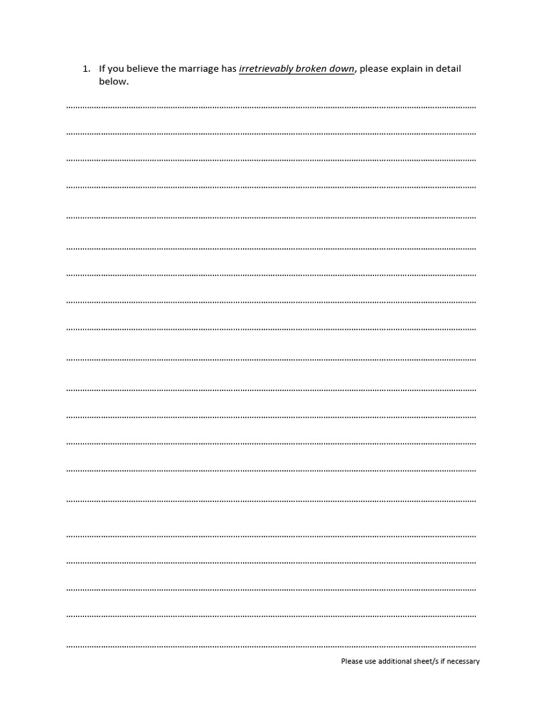 Marital Breakdown - Summary Sheet | PDF